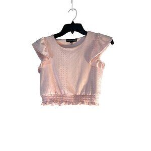 Trixxi Girl Pink Eyelet Girls Crop Top Size M